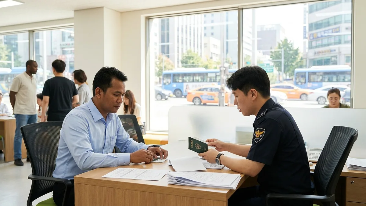 Prosedur Perpanjangan Visa (E-9·D-2·F-6 dll.) — Panduan Online HiKorea & Kunjungan Langsung — gambar isi yang menggambarkan situasi penggunaan nyata