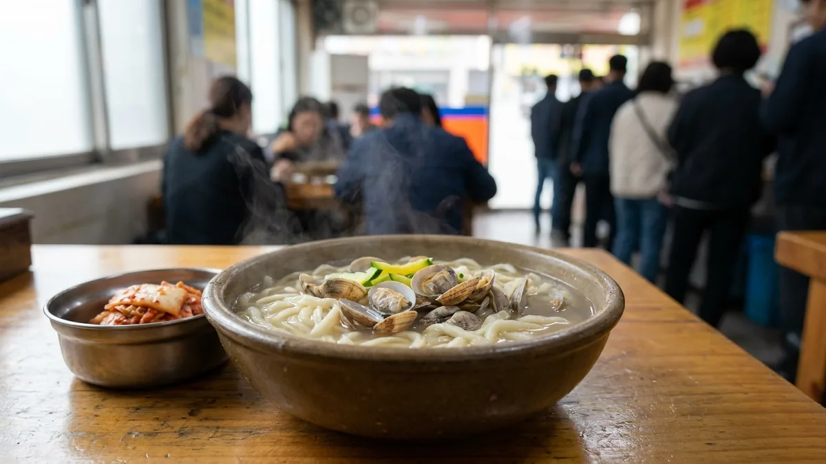 임병주산동손칼국수 — 바지락이 수북한 손칼국수 이미지